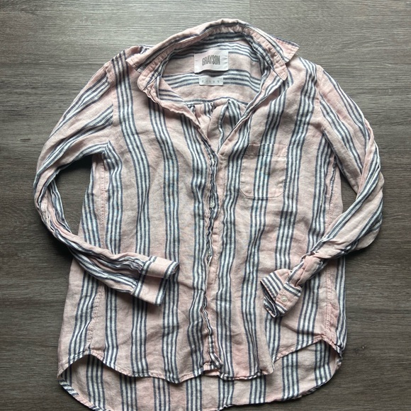 Striped Pink and Blue Button-Up Shirt - Picture 1 of 7